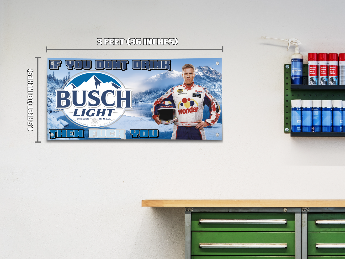 Busch Light Ricky Bobby (1.5ft x 3ft) Small Banner