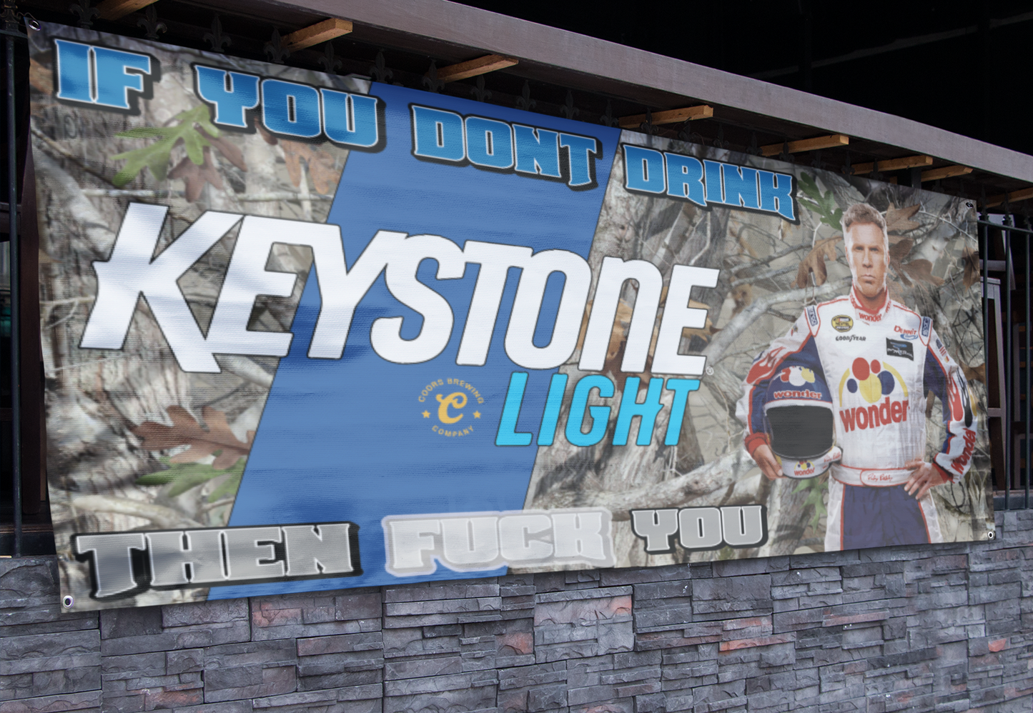 Keystone Light Camo Ricky Bobby Banner - 2.5ft x 5ft