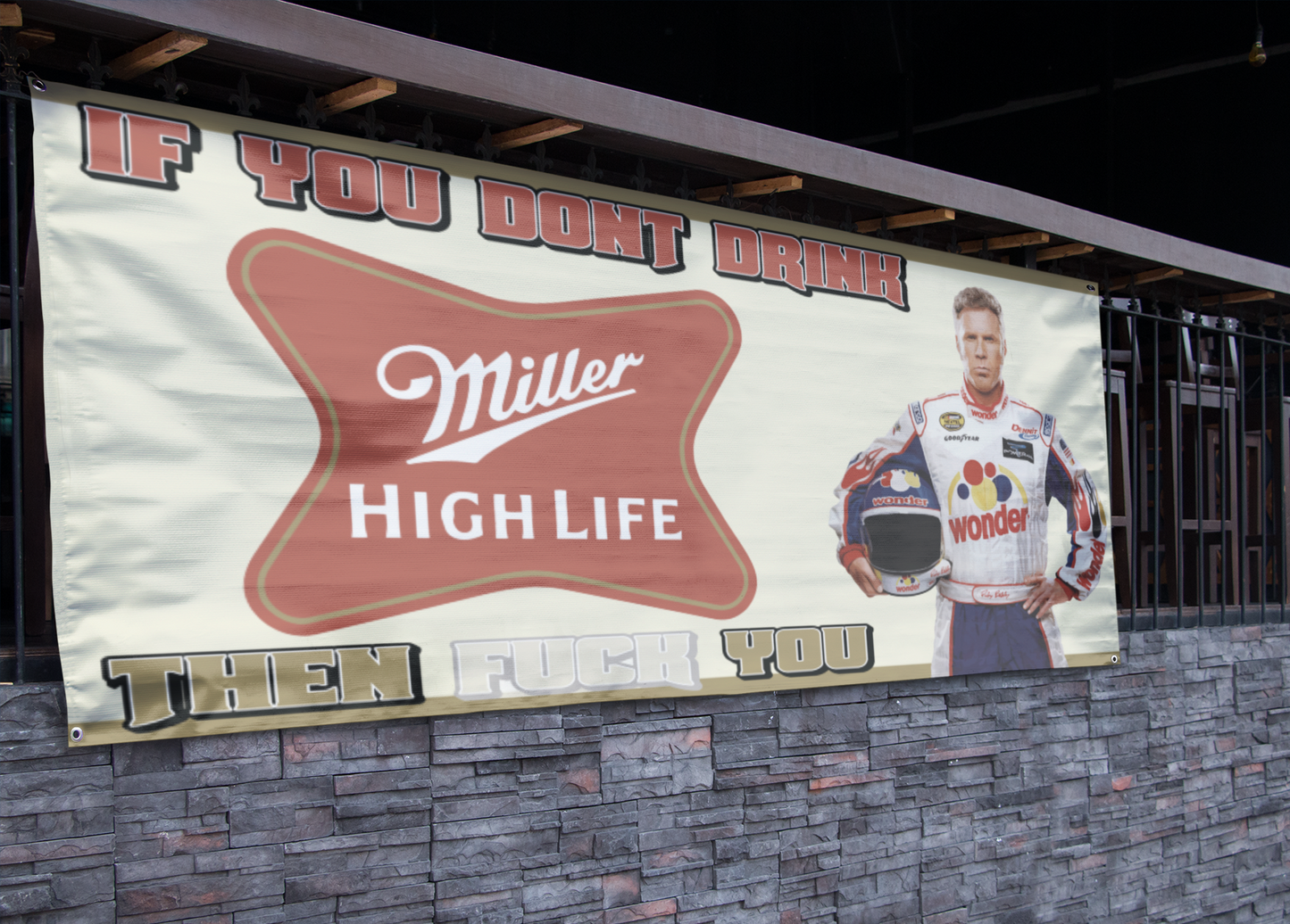 Miller High Life Ricky Bobby (2.5ft x 5ft) Banner