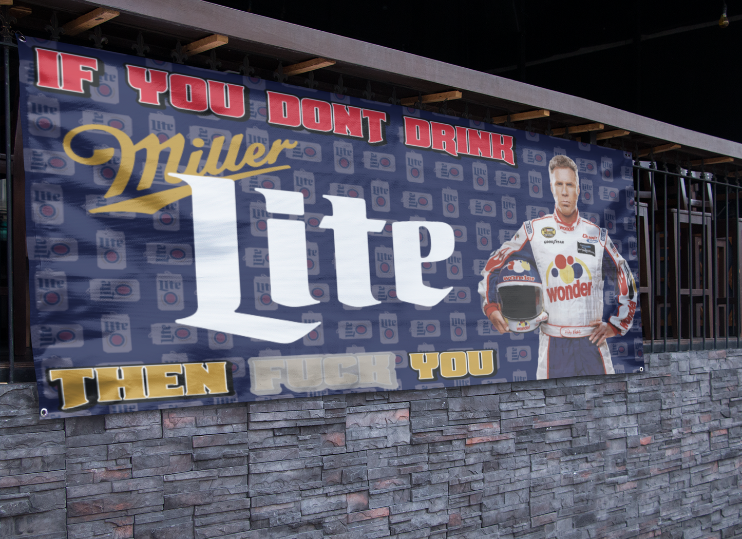 Miller Lite Ricky Bobby F#@k You Banner (2.5ft x 5ft)