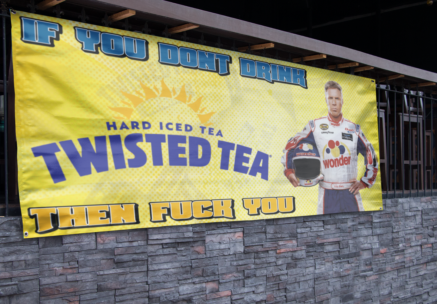 Twisted Tea Ricky Bobby F#@k You Banner (2.5ft x 5ft)