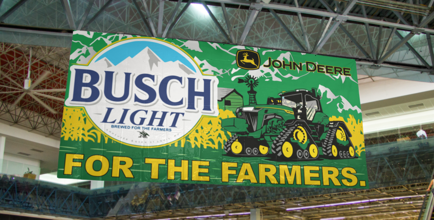 Busch Light John Deere "For The Farmers" (3ft x 8ft) Large Banner