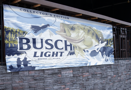 Busch Light White Crappie Fishing Banner (2.5ft x 5ft)