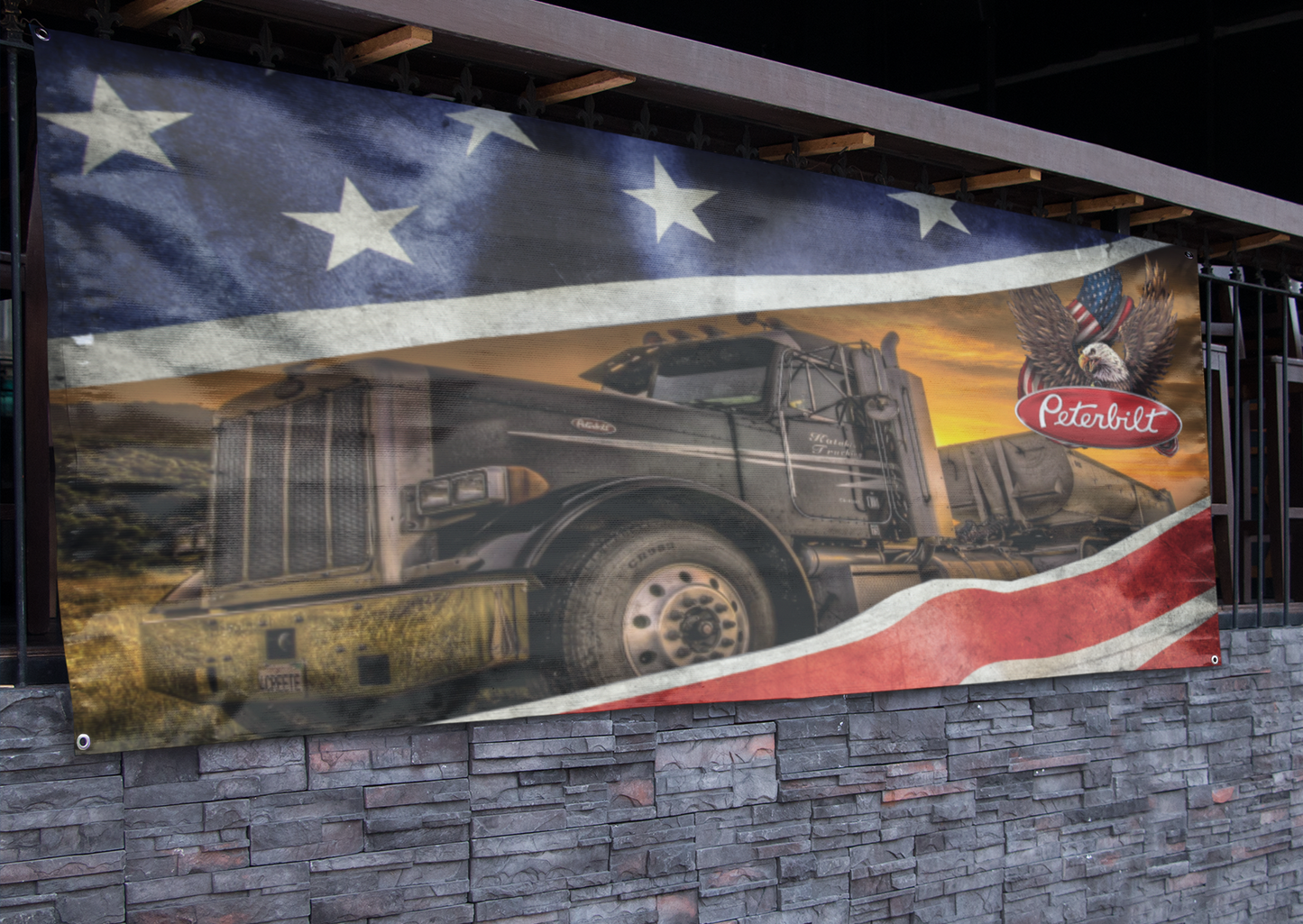 Peterbilt American Flag Banner (2.5ft x 5ft)