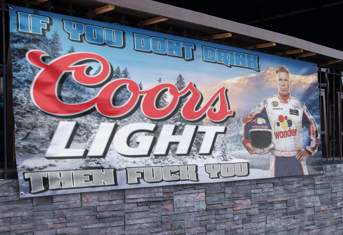 Coors Light Ricky Bobby Banner - 2.5ft x 5ft