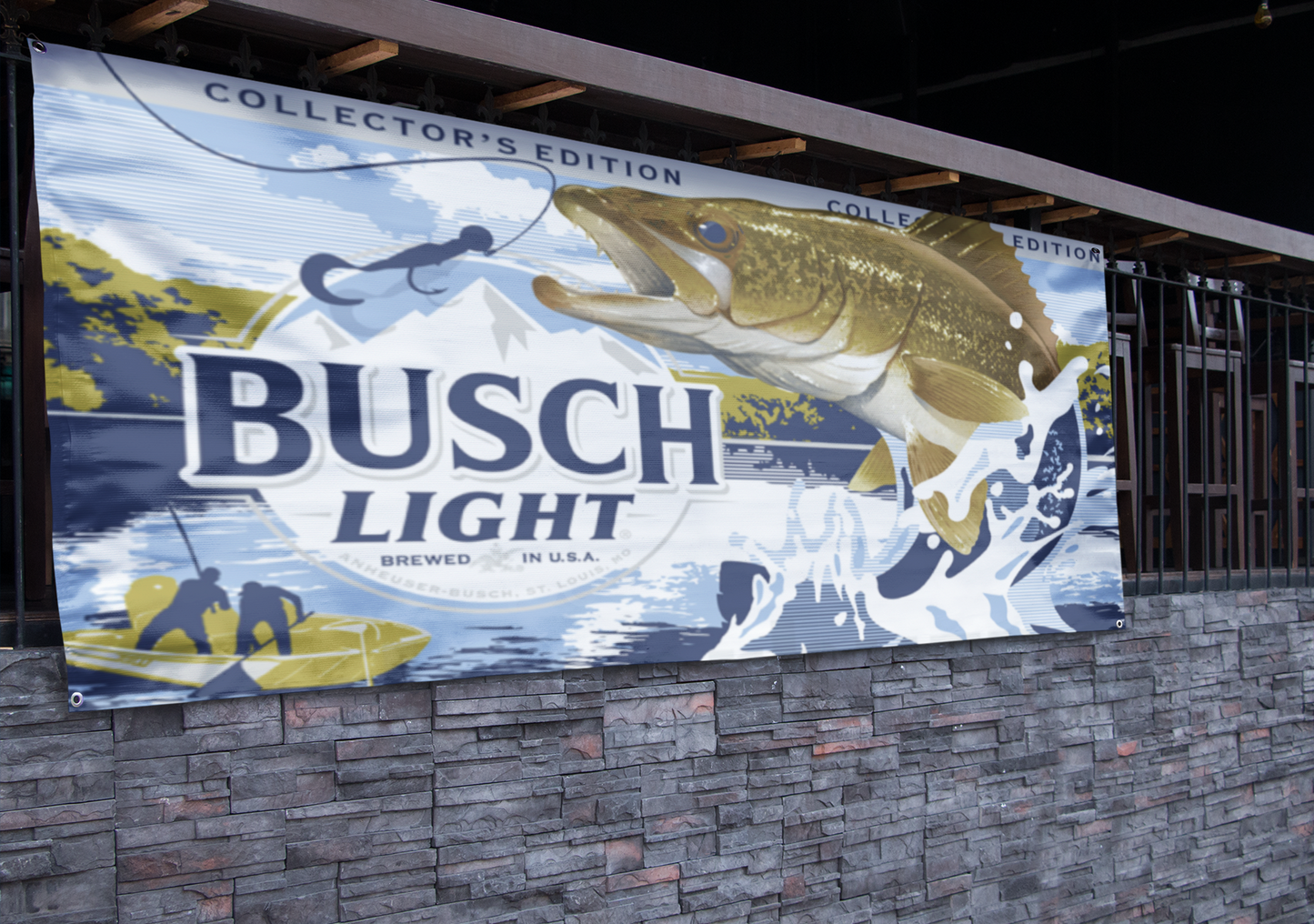 Busch Light Walleye Fishing Banner (2.5ft x 5ft)